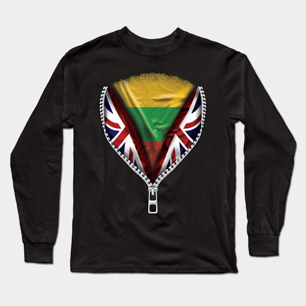 Lithuanian Flag  Lithuania Flag zipped British Flag - Gift for Lithuanian From Lithuania Long Sleeve T-Shirt by Country Flags